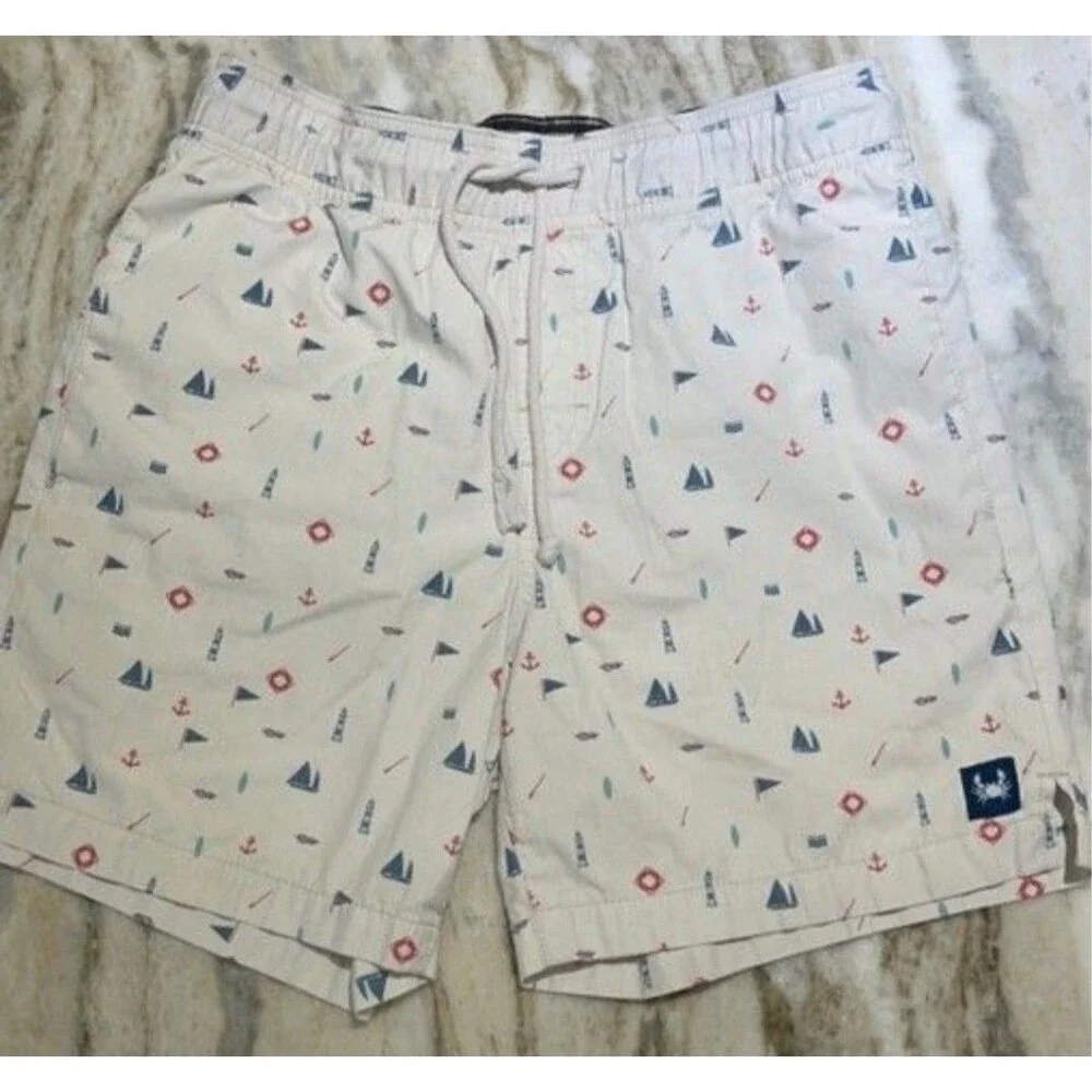 The Coast Volle Men's White Shorts in Size Medium - features stylish Boats